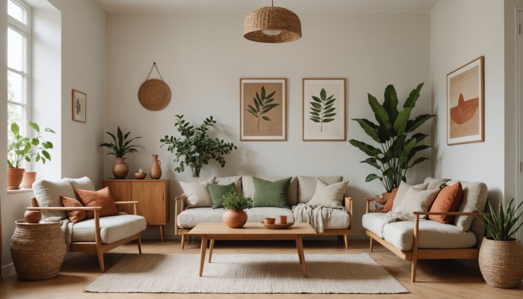 Tendances déco 2026 : le minimalisme chaleureux et le blanc Cloud Dancer réchauffent nos intérieurs Salon minimaliste chaleureux aux tons naturels, tendance déco 2026