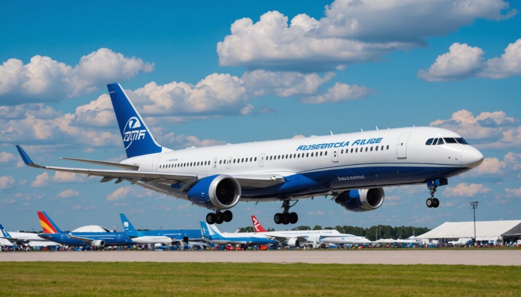 Avion de ligne moderne exposé au Salon de Farnborough 2026