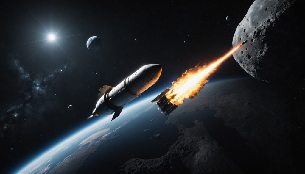 Etage superieur de Falcon 9 foncant vers la surface de la Lune