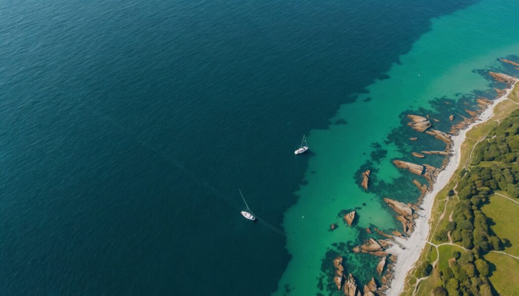 Vue aerienne de la baie de Concarneau en Bretagne, ou l'Ifremer a identifie une nouvelle classe de phytoplancton