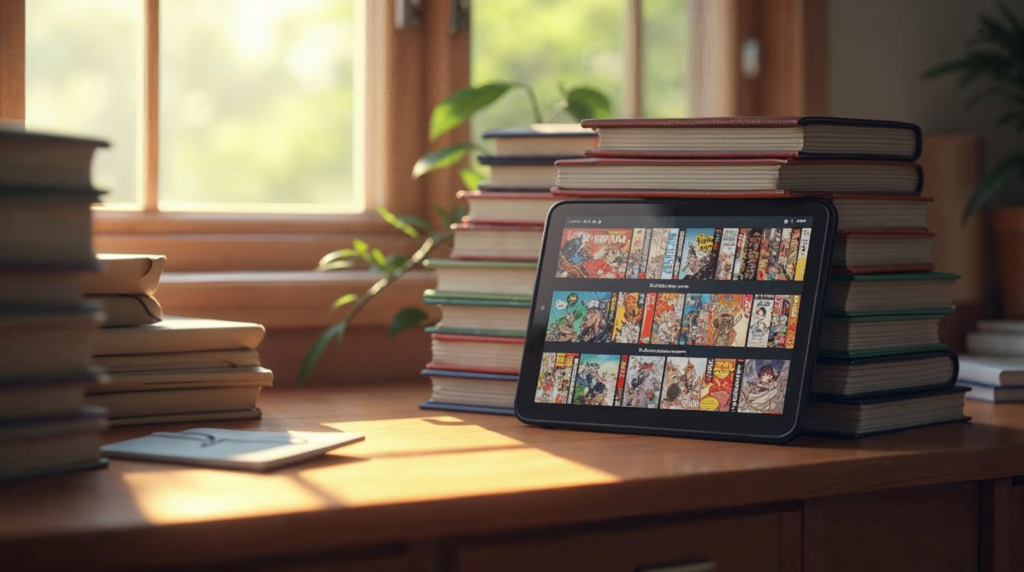 Mangas et tablette de lecture numérique