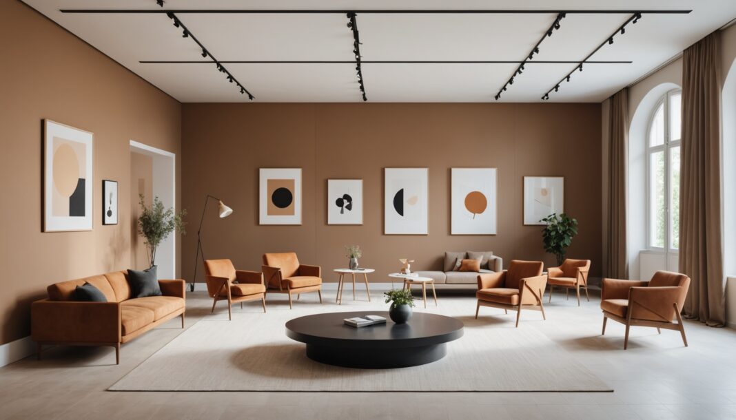Exposition de mobilier design dans une salle lumineuse lors de la France Design Week