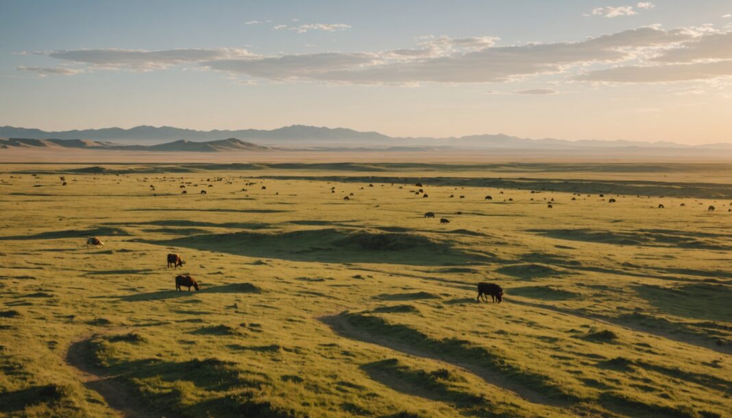 COP17 sur la désertification : ce sommet mondial qui doit changer la donne pour les terres agricoles Paysage de steppe semi-aride en Mongolie illustrant la restauration des terres discutee a la COP17