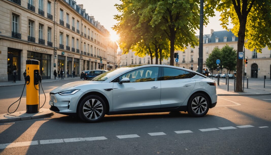 Voitures électriques : la barre des 35 % du marché franchie en France Voiture électrique en charge à une borne publique, illustration du record de part de marché de juillet 2026