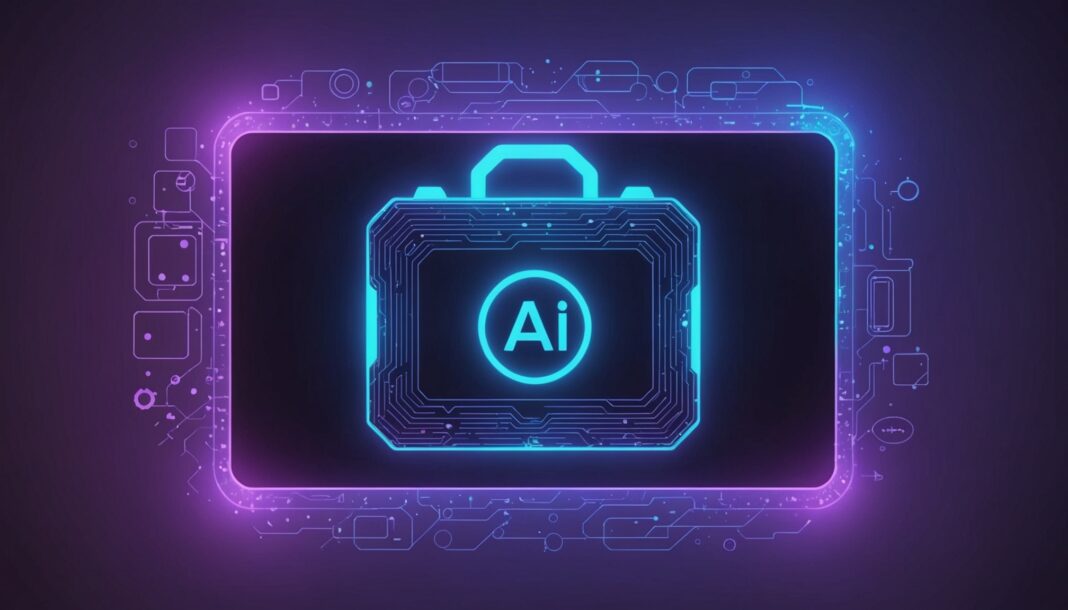 Étiquetage des contenus générés par IA en Europe Illustration numérique d'un label IA apposé sur un écran holographique, symbole du règlement européen sur l'intelligence artificielle