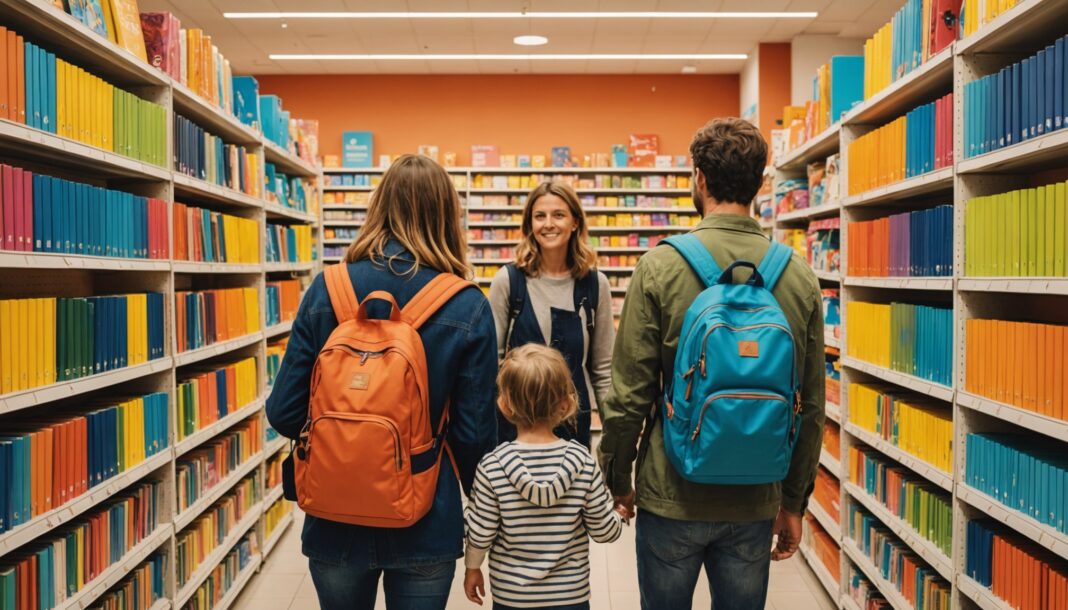 Rentrée scolaire : le budget des familles françaises sous tension, les astuces qui montent Famille faisant ses achats de fournitures scolaires pour la rentrée