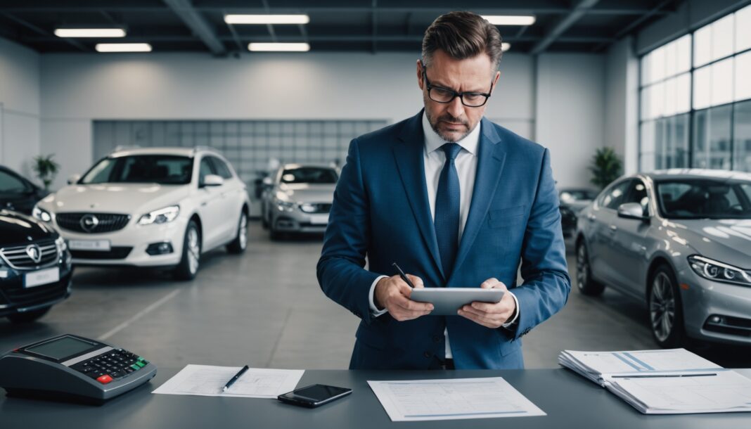 Nouvelles obligations pour les garages habilités à délivrer des cartes grises Professionnel de l'automobile consultant des documents d'immatriculation dans un garage