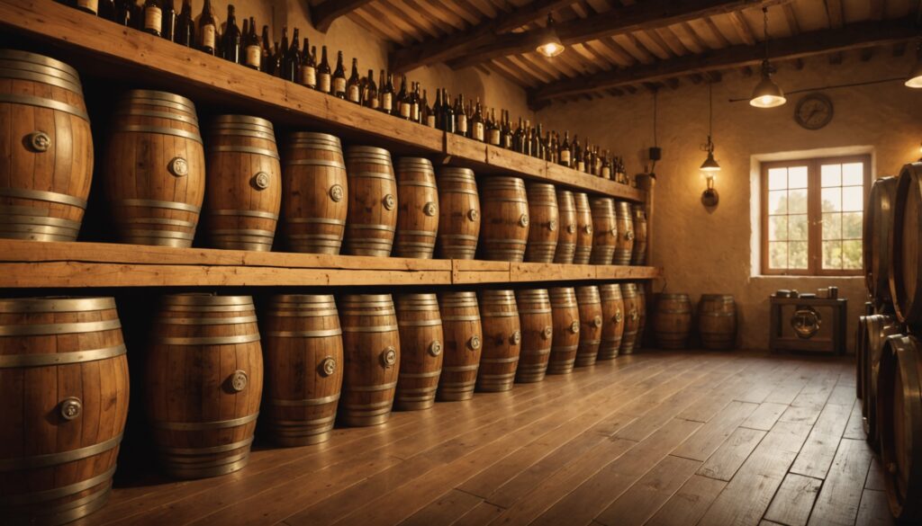 Fûts et bouteilles de bière artisanale dans une brasserie catalane