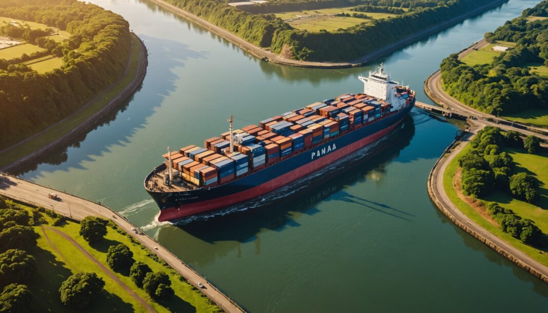 Canal de Panama : la sécheresse oblige à réduire drastiquement le trafic maritime Porte-conteneurs franchissant les écluses du canal de Panama avec un niveau d'eau bas
