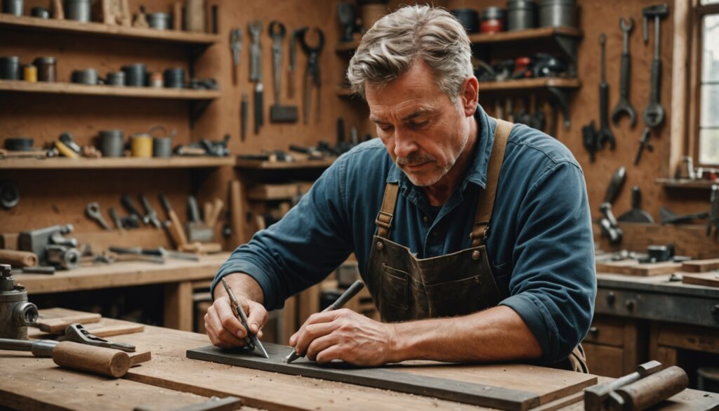 Artisan au travail dans son atelier, illustration du recrutement dans l'artisanat et le BTP
