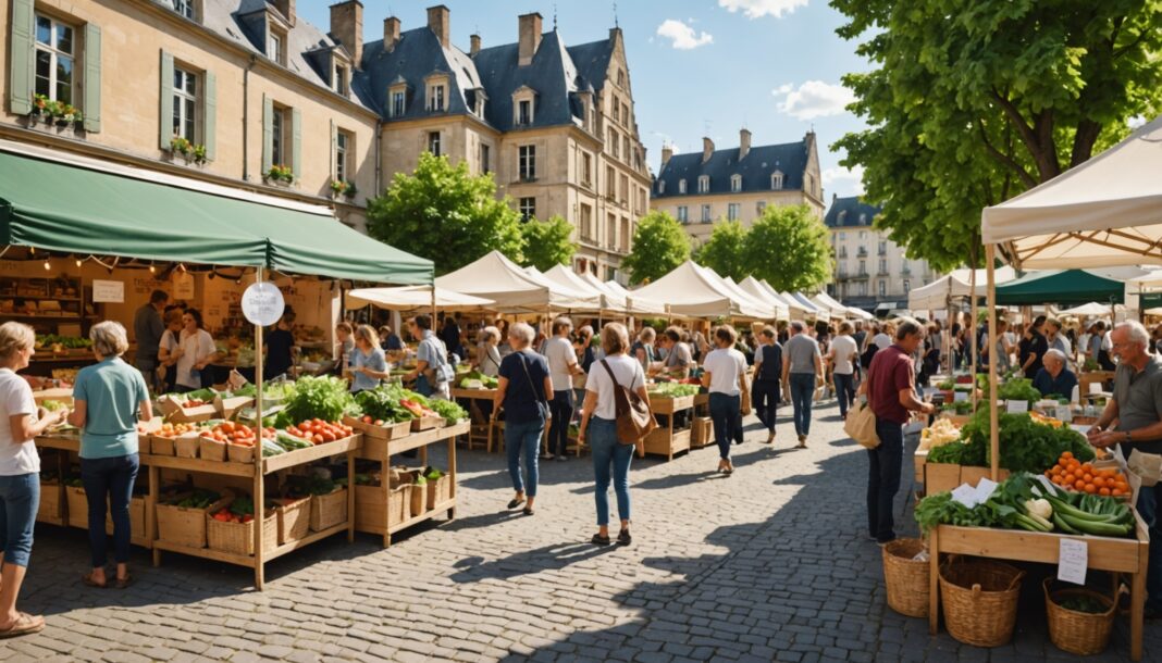 Semaine européenne du développement durable : le rendez-vous de l’alimentation responsable Marché de producteurs locaux lors d'un événement dédié au développement durable