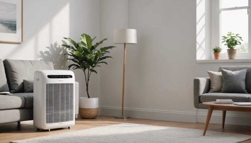 Climatiseur mobile : comment bien le choisir et l’installer efficacement Climatiseur mobile blanc installé près d'une fenêtre dans un salon