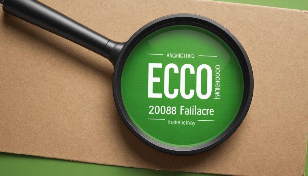 Illustration d'une loupe examinant un label écologique sur un emballage de produit